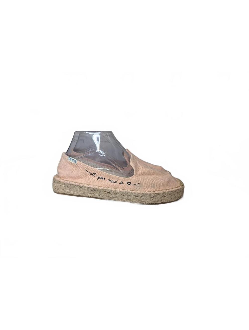 Soludos Pink Espadrille Slip-On Shoes with Embroidered Detail Size 8